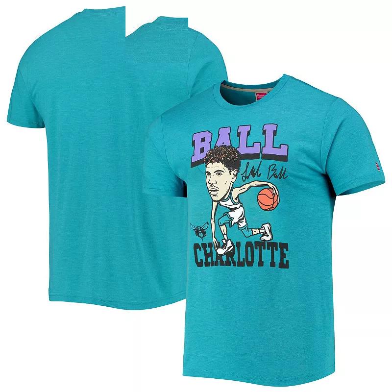 Mens Homage LaMelo Ball Heathered Teal Charlotte Hornets Caricature Tri-Blend T-Shirt Product Image