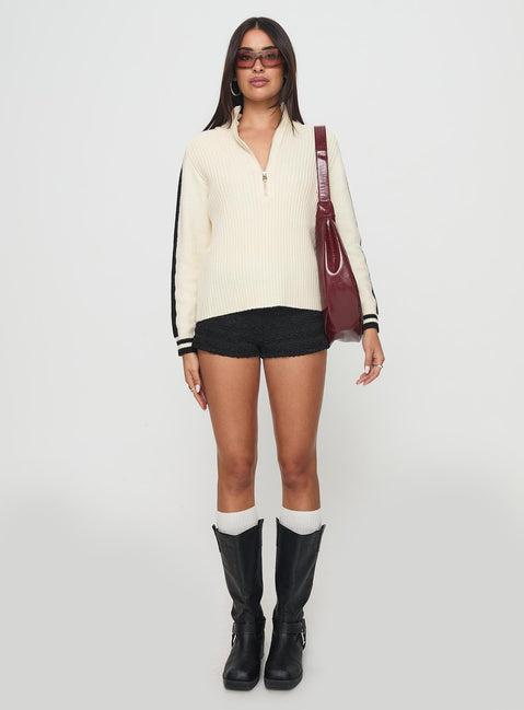 Mandee Quarter Zip Knit Sweater Cream Product Image