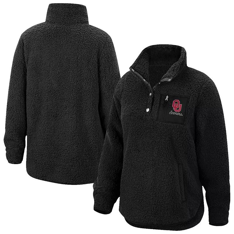 Women's Top of the World Black Oklahoma Sooners Sierra Sherpa Quarter-Snap Jacket,  Product Image