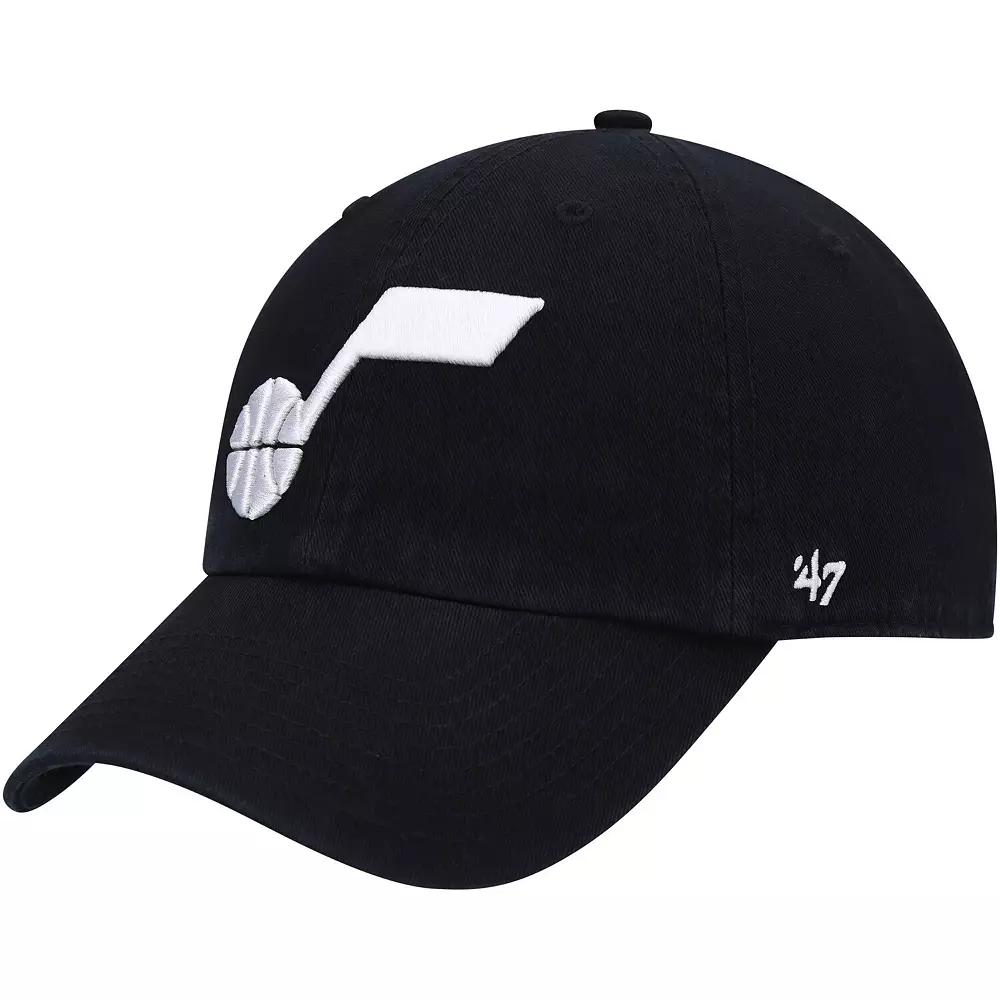 Men's '47 Black Utah Jazz Team Logo Clean Up Adjustable Hat, Jaz Black Product Image