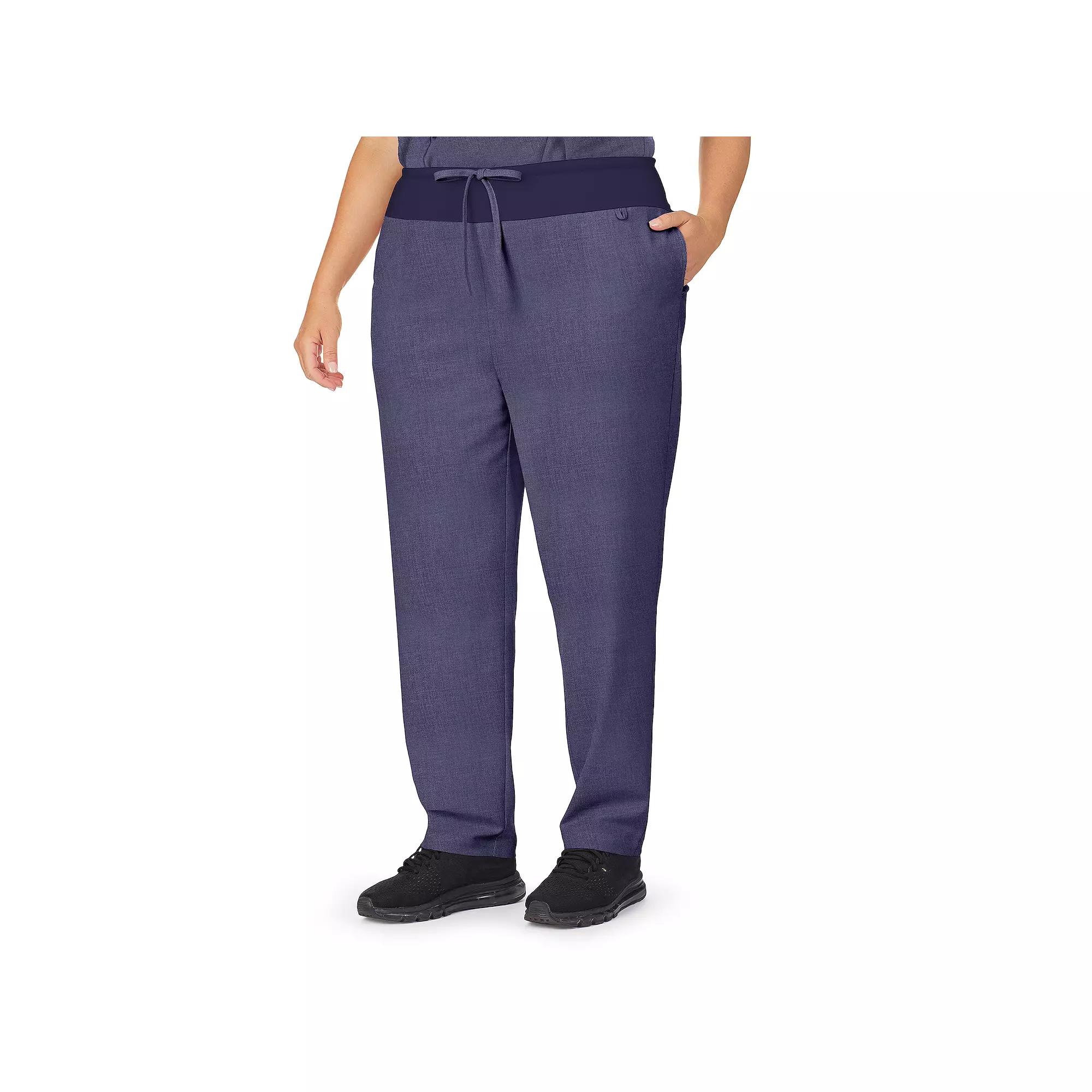 Plus Size Cuddl Duds Scrubs Classic Pants, Womens Navy Grey Product Image