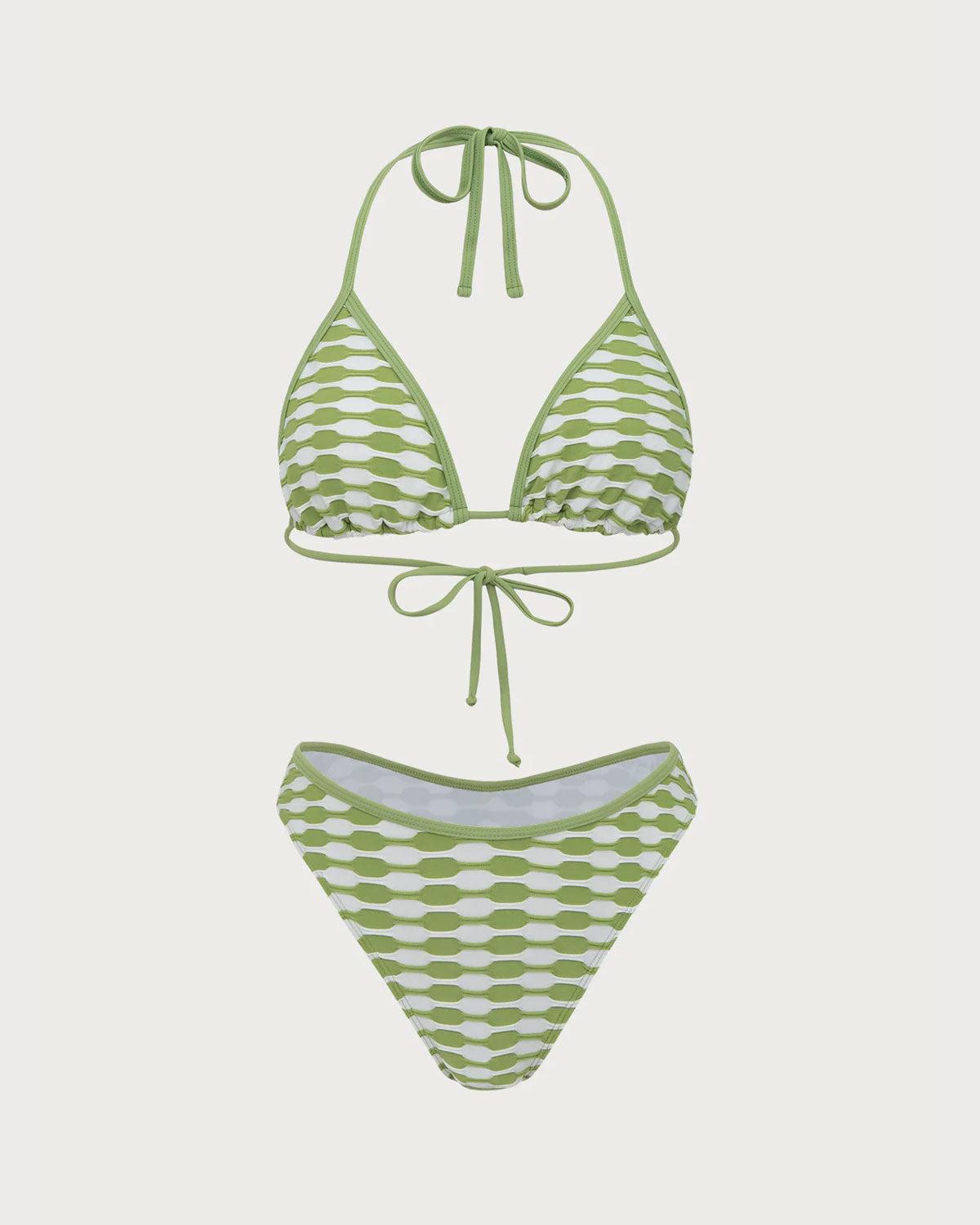 Green Geometric Halter Bikini Set Product Image