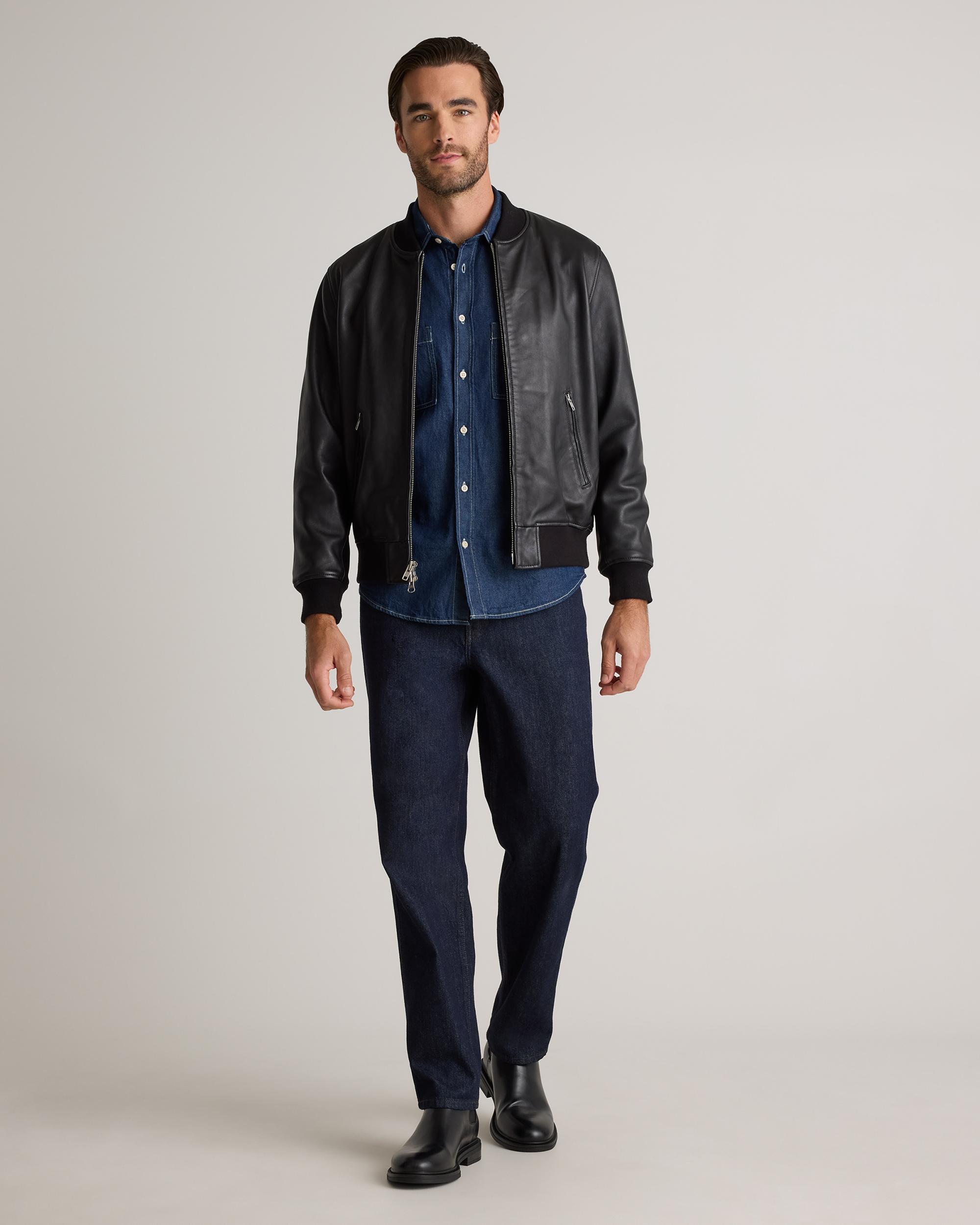 Quince | Men's 100% Washed Leather Bomber Jacket Product Image