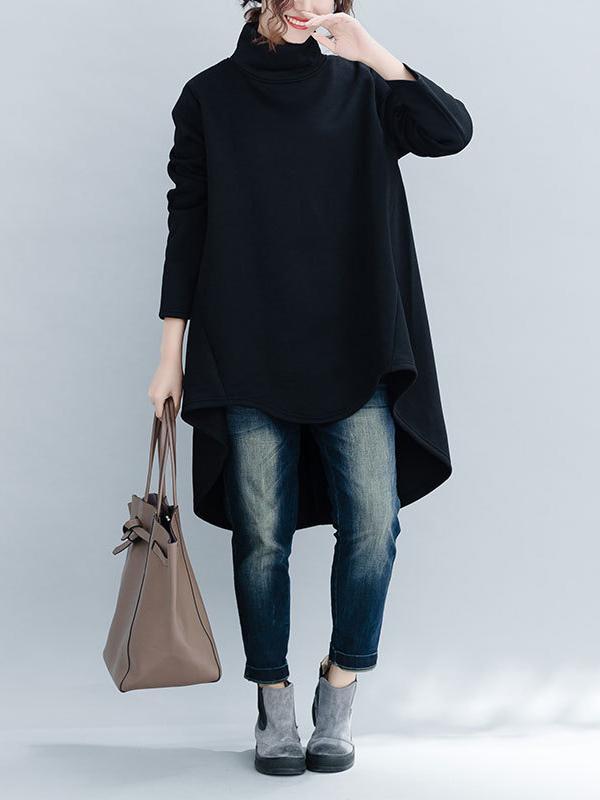 Loose Turtleneck Cropped Sweatshirt Product Image