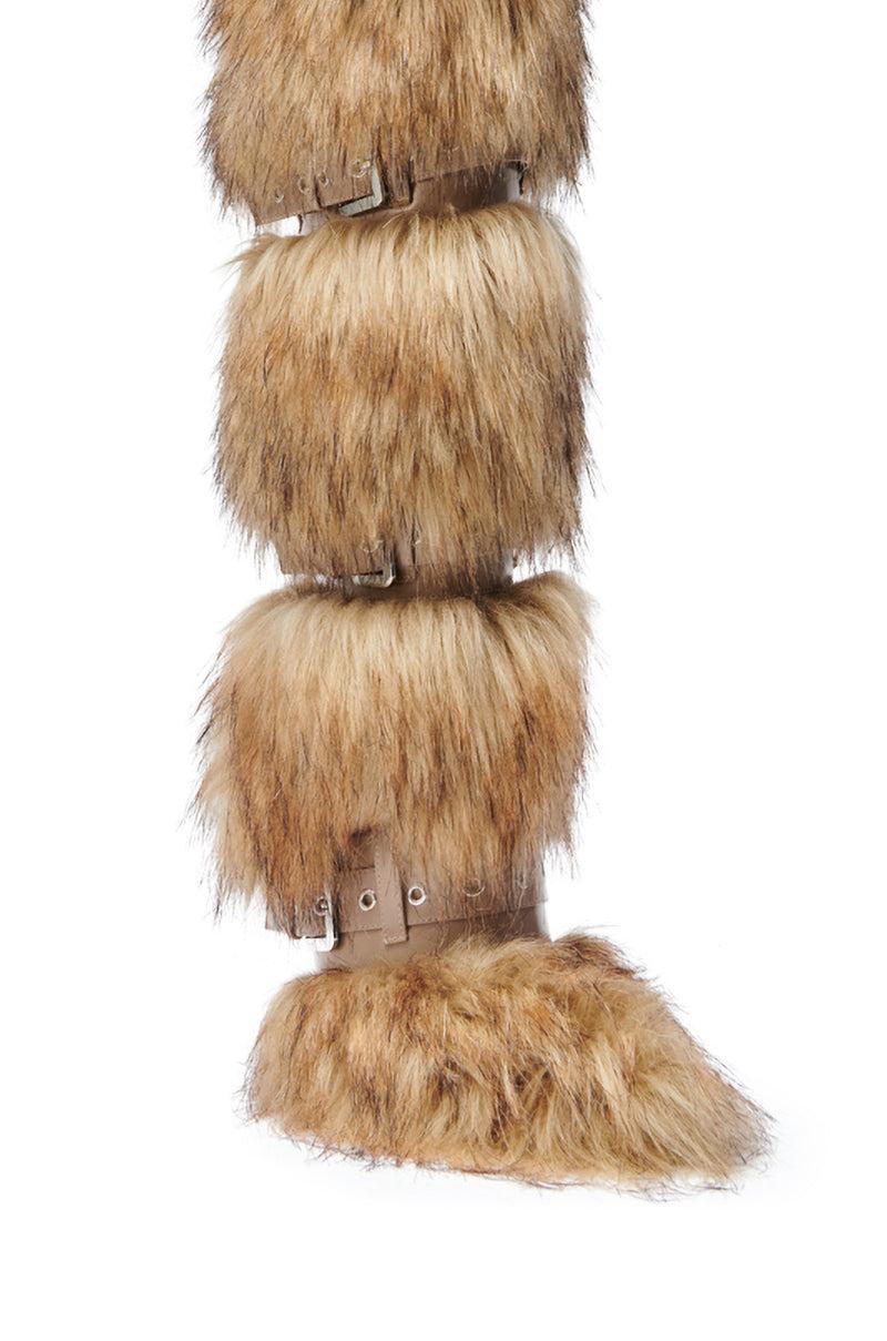 AZALEA WANG AMALBERT BROWN MULTI FUR AND BUCKLES BOOT Product Image