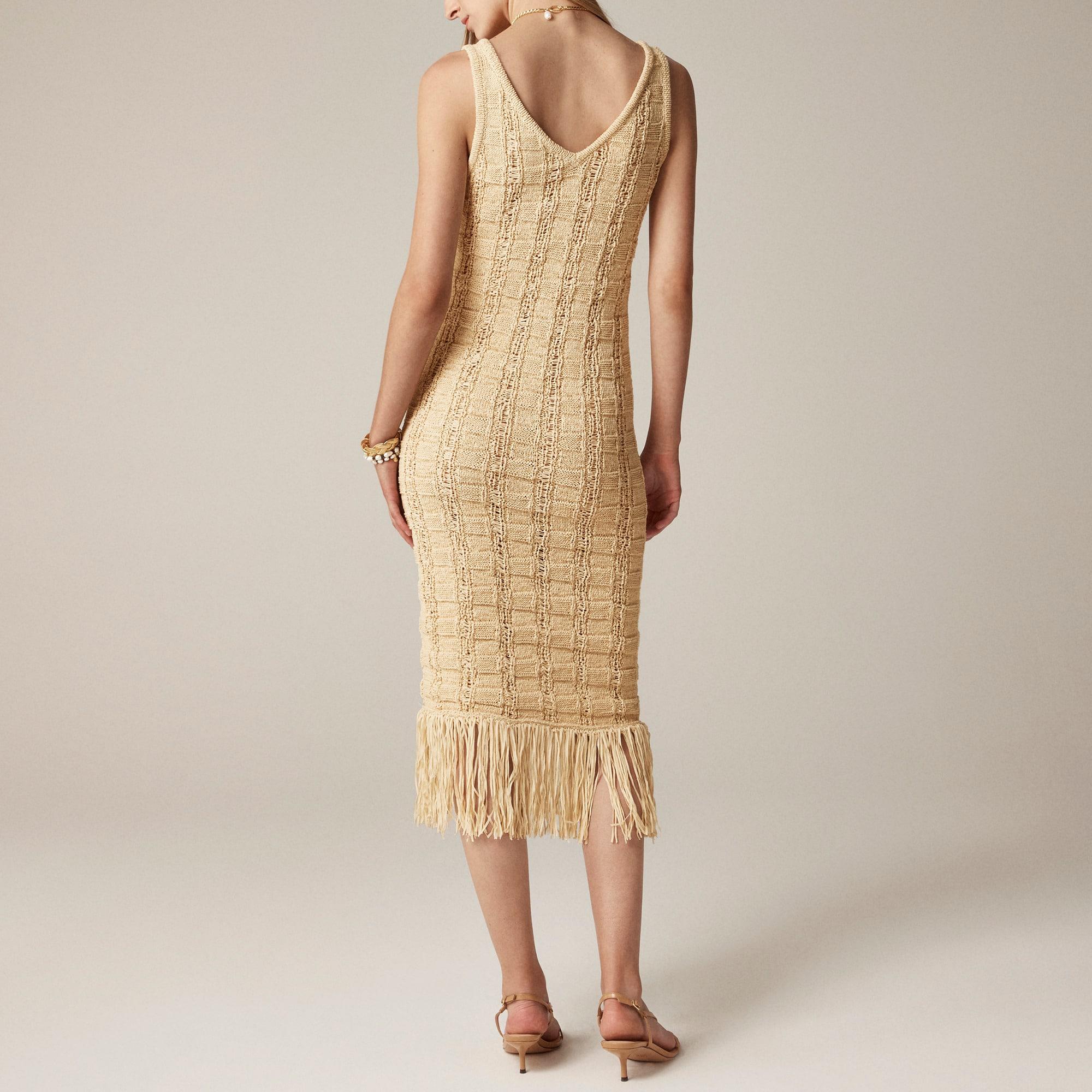 Fringe-trim sweater-dress Product Image