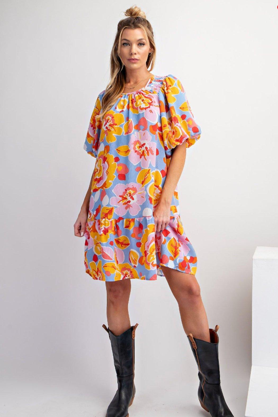 Tropic Bubble Sleeve Dress Product Image