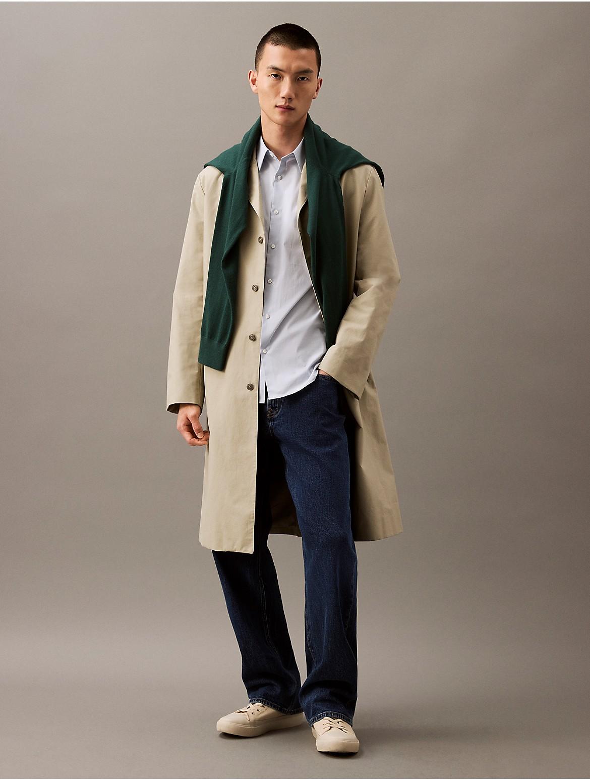 Calvin Klein Men's Cotton Stretch Slim Button-Down Shirt - Blue - XXL Product Image