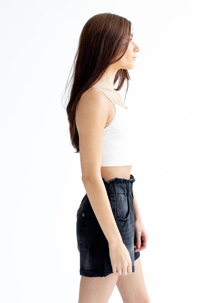 White Lace Up Back Cropped Top Product Image
