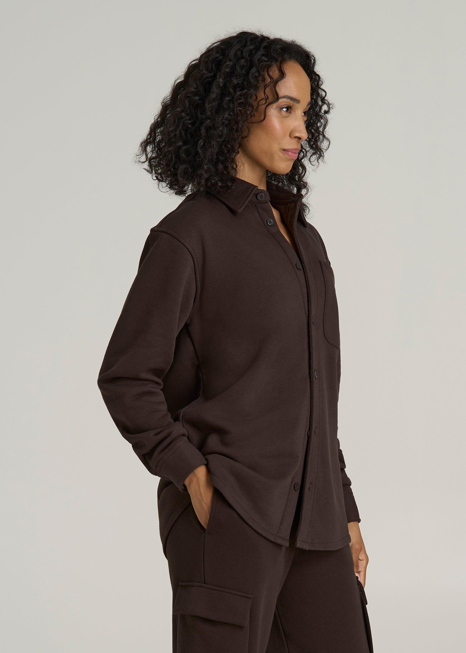 Wearever 2.0 Fleece Shacket for Tall Women in Espresso Female Product Image