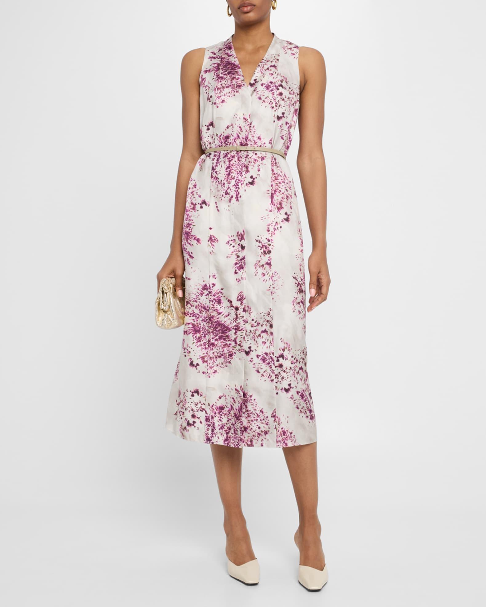 Spotted Glaze Silk Twill Midi Dress Product Image