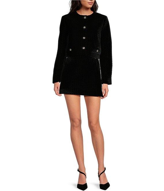 Gianni Bini Margaret Velvet High Rise Side Button Mini Skirt Product Image