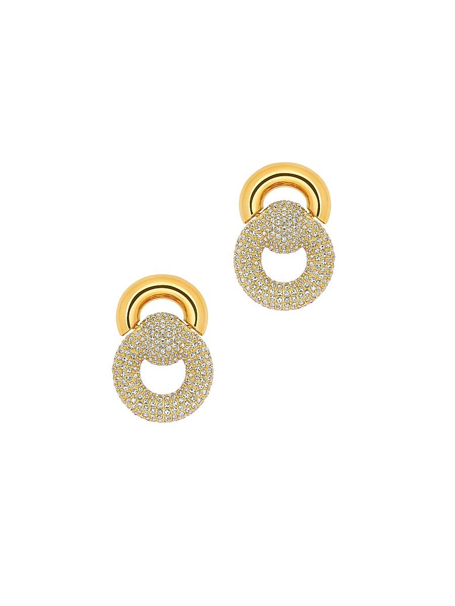 Womens 24K-Gold-Plated Brass & Rhinestone Drop Earrings Product Image
