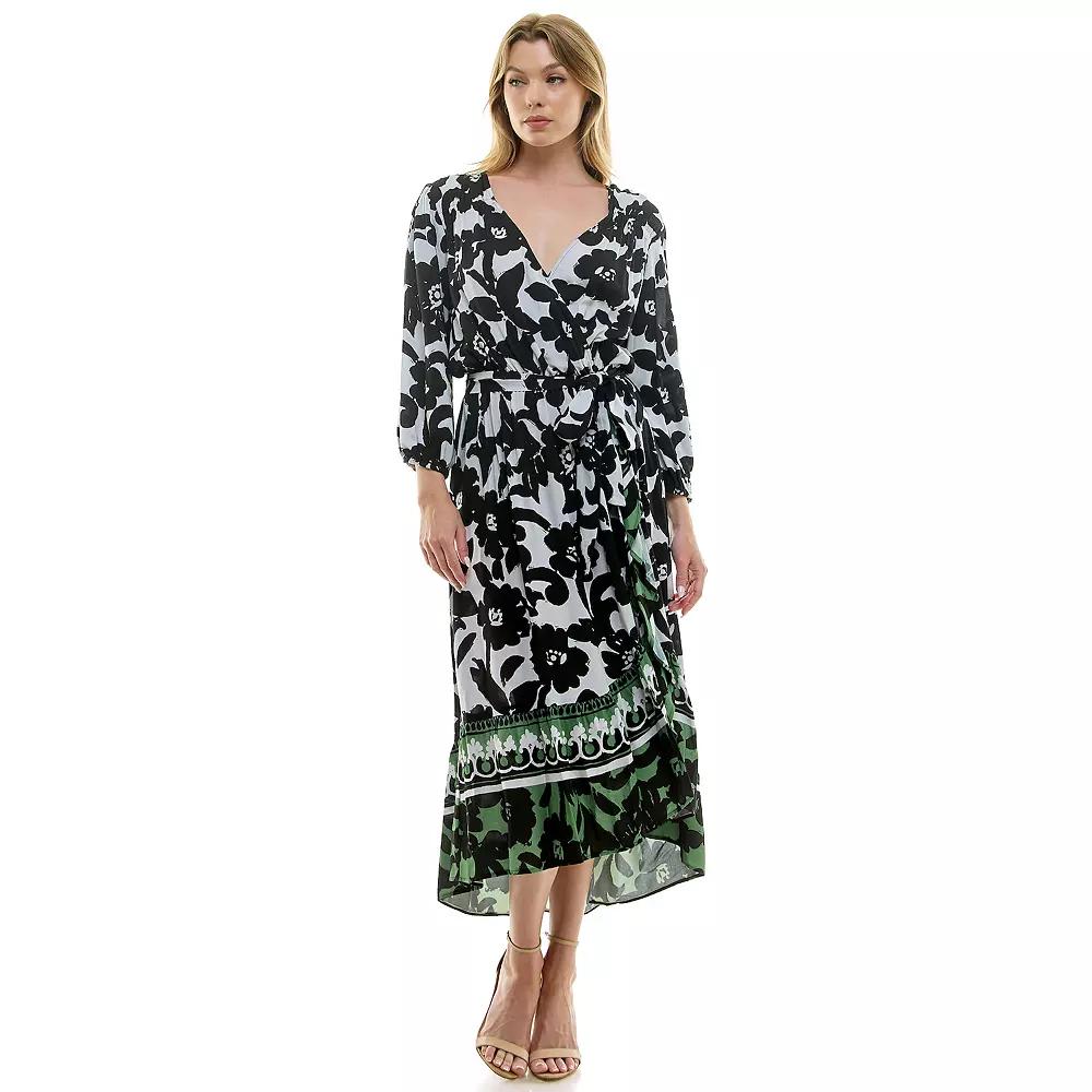 Women's Figueroa & Flower Belted Faux Wrap Maxi Dress,  Product Image