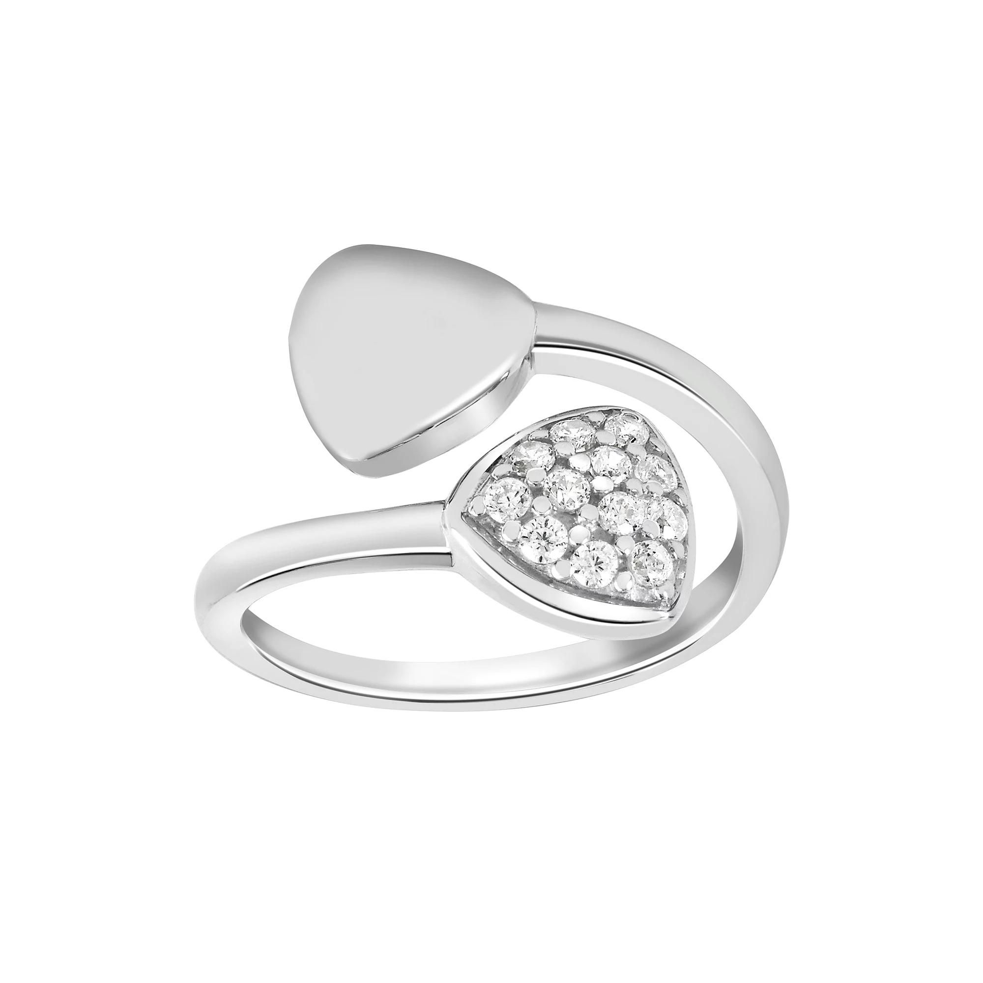 SIRI Sterling Silver Rhodium-Plated Open-Heart Ring with Cubic Zirconia Accents, Womens Product Image