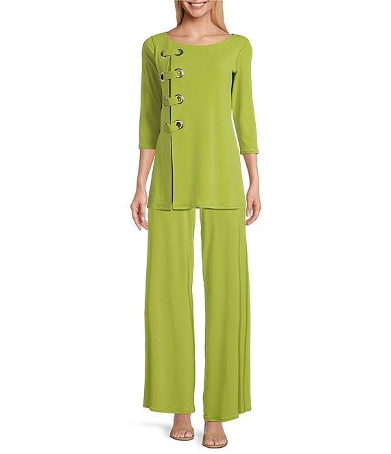 Eva Varro Knit Jersey 3/4 Sleeve Side Grommet Detail Tunic Product Image