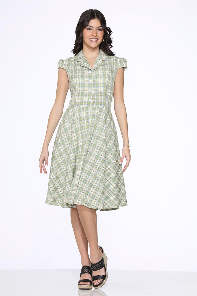 Green Plaid Swing Dress Product Image