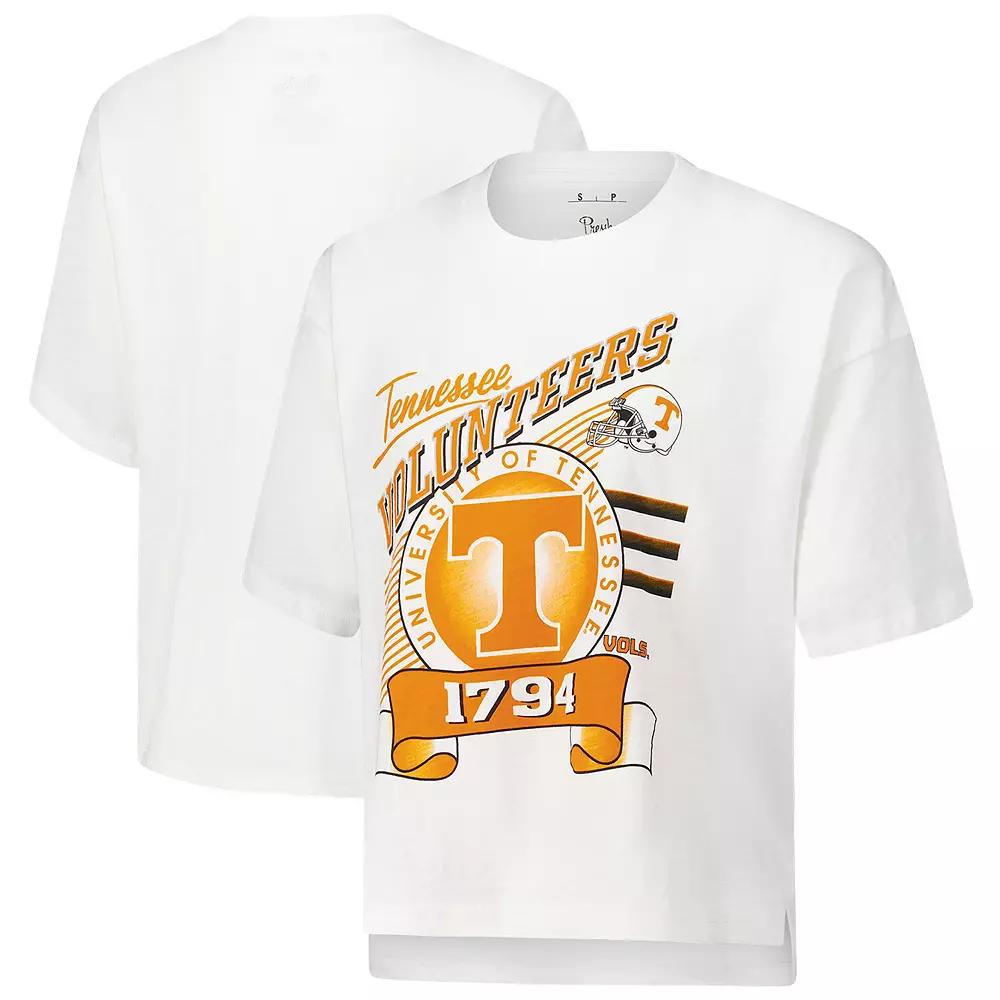 Women's Pressbox White Tennessee Volunteers Rock & Roll Slub T-Shirt,  Product Image