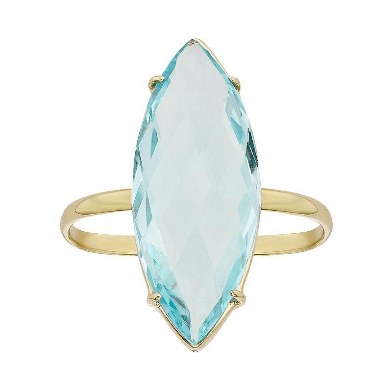 Jewelmak Sky Blue Topaz 14k Gold Marquise Ring, Womens Product Image