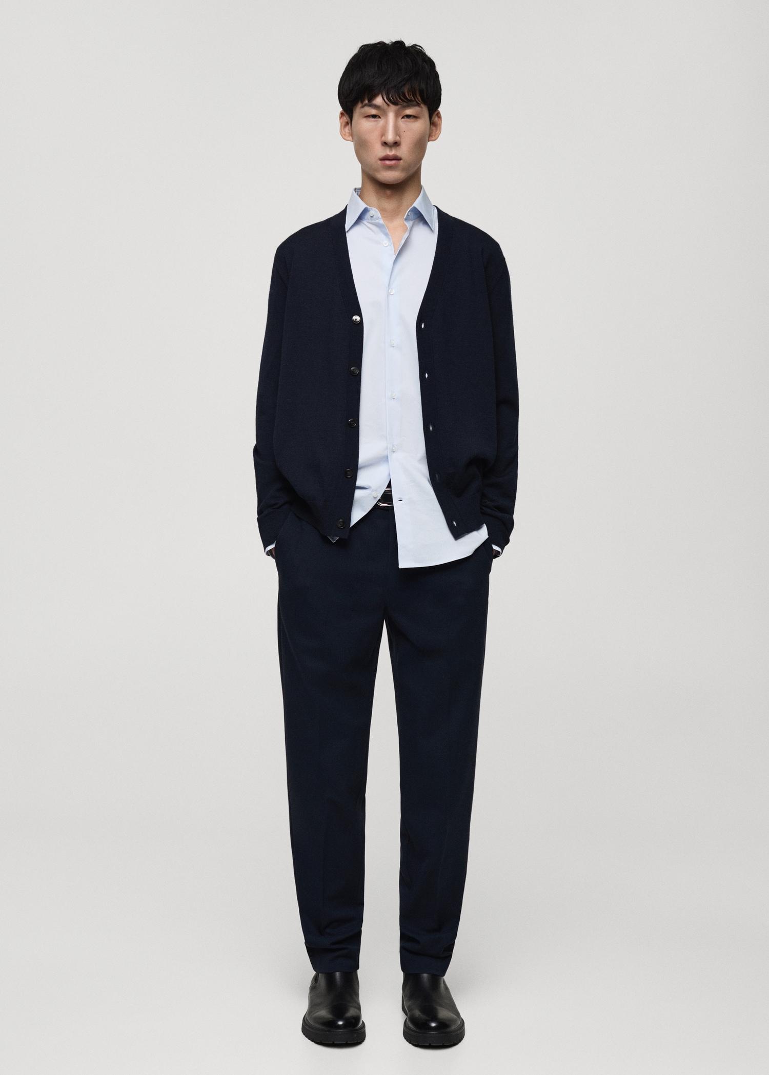 100% merino wool cardigan - Men | MANGO USA Product Image