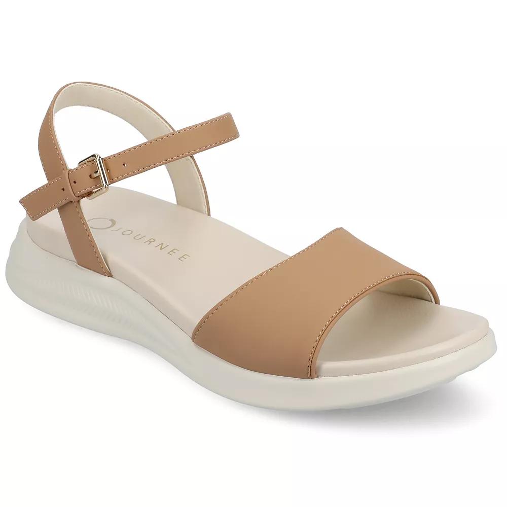 Journee Jaylee Ankle Strap & Buckle Womens Sandals Brown Product Image