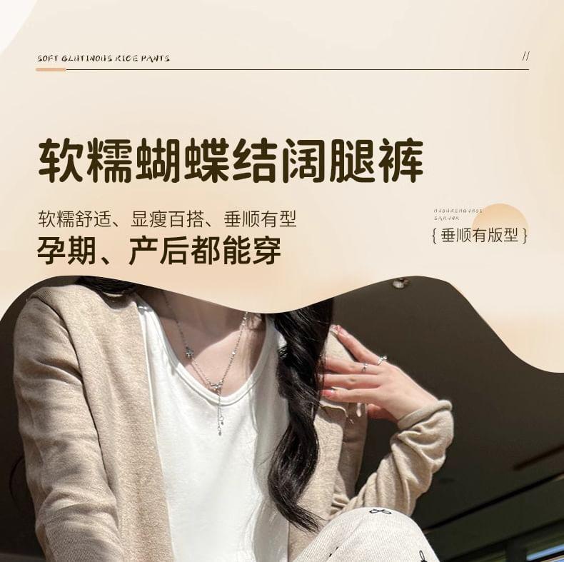 Maternity Bow Print Wide Leg Pants Product Image