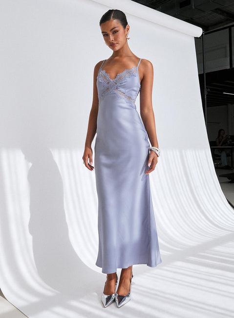 Treasure Bias Cut Maxi Dress Blue Product Image