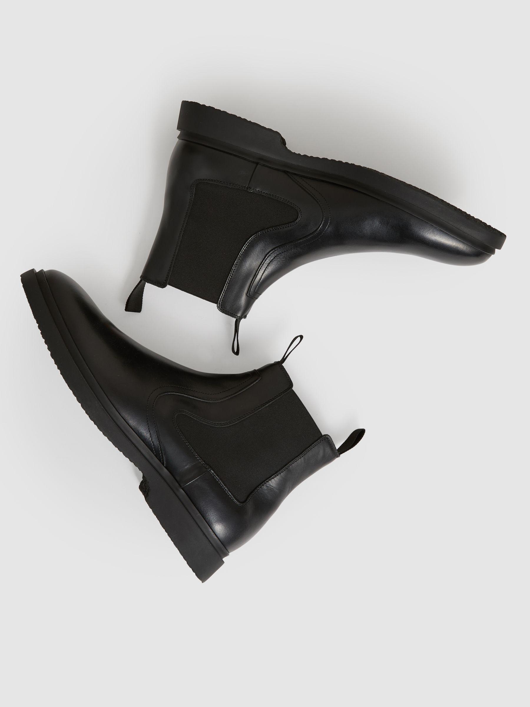 Leather Rubber Sole Chelsea Boots in Black Product Image
