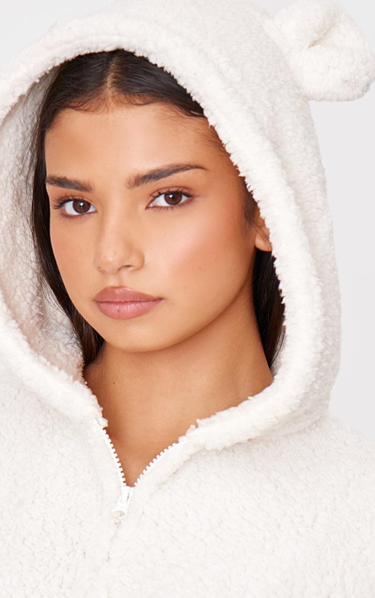 Cream Hooded Fleece Romper Product Image