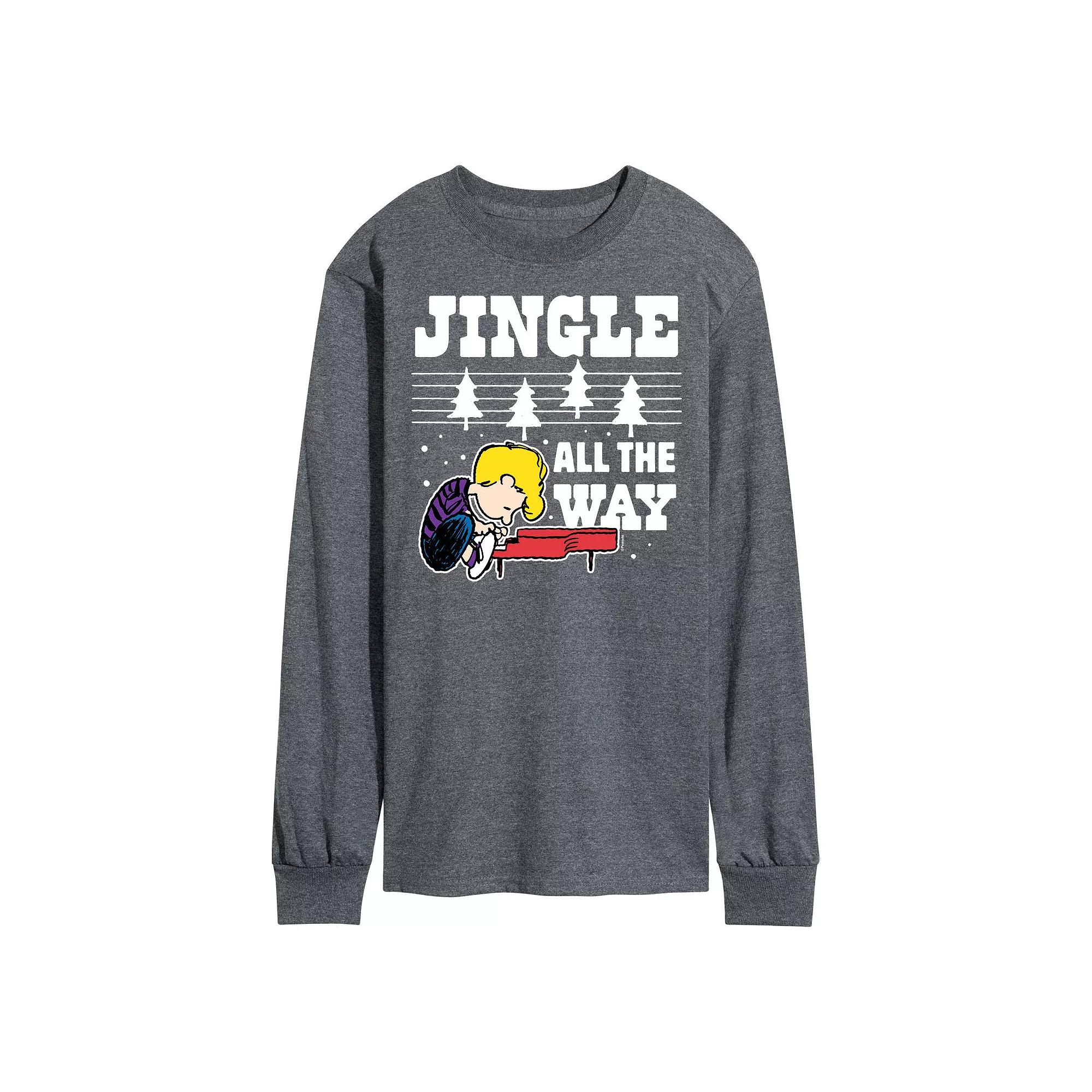 Men's Peanuts Jingle All The Way Piano Long Sleeve Tee,  Product Image