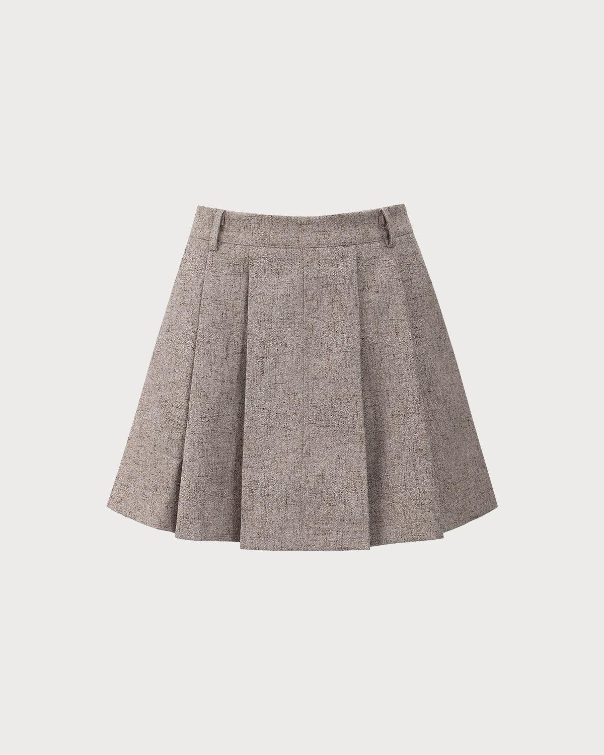 Khaki Pocket Pleated Mini Skirt Product Image
