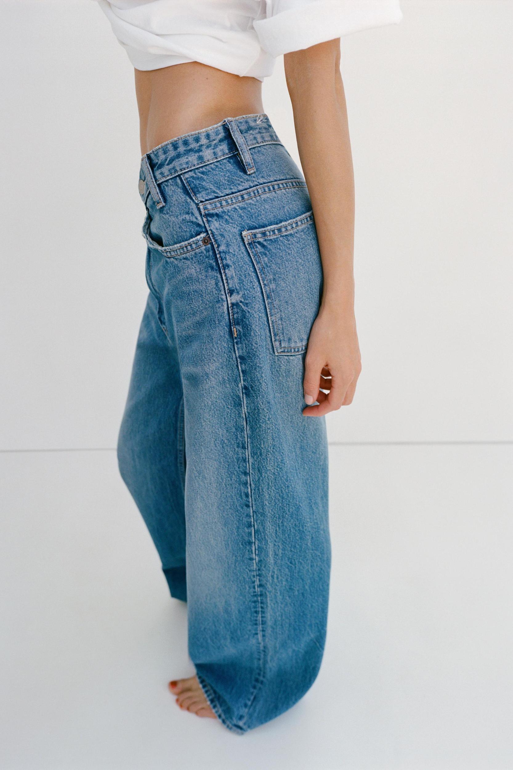 TRF HIGH-WAIST WIDE LEG CROSSOVER JEANS Product Image
