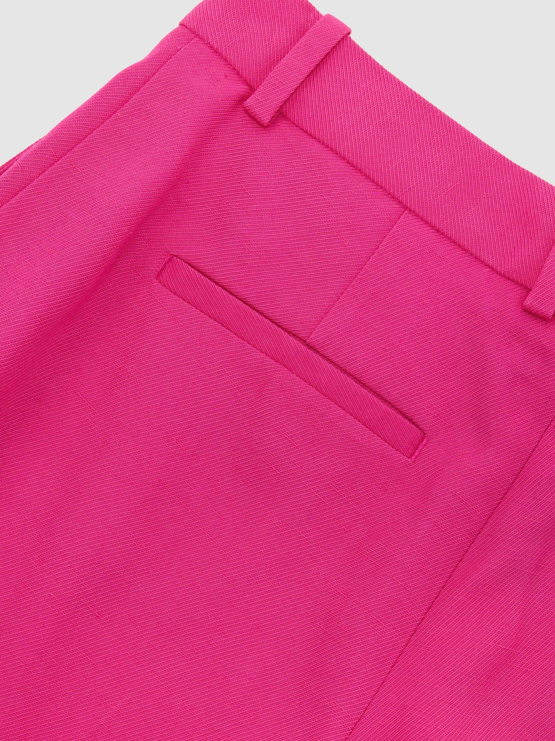 Wide-Leg Pintuck Trousers with Linen in Pink Product Image