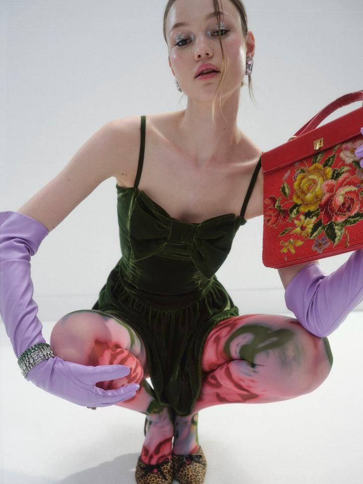 Martini Velvet Mini Dress — Green Product Image