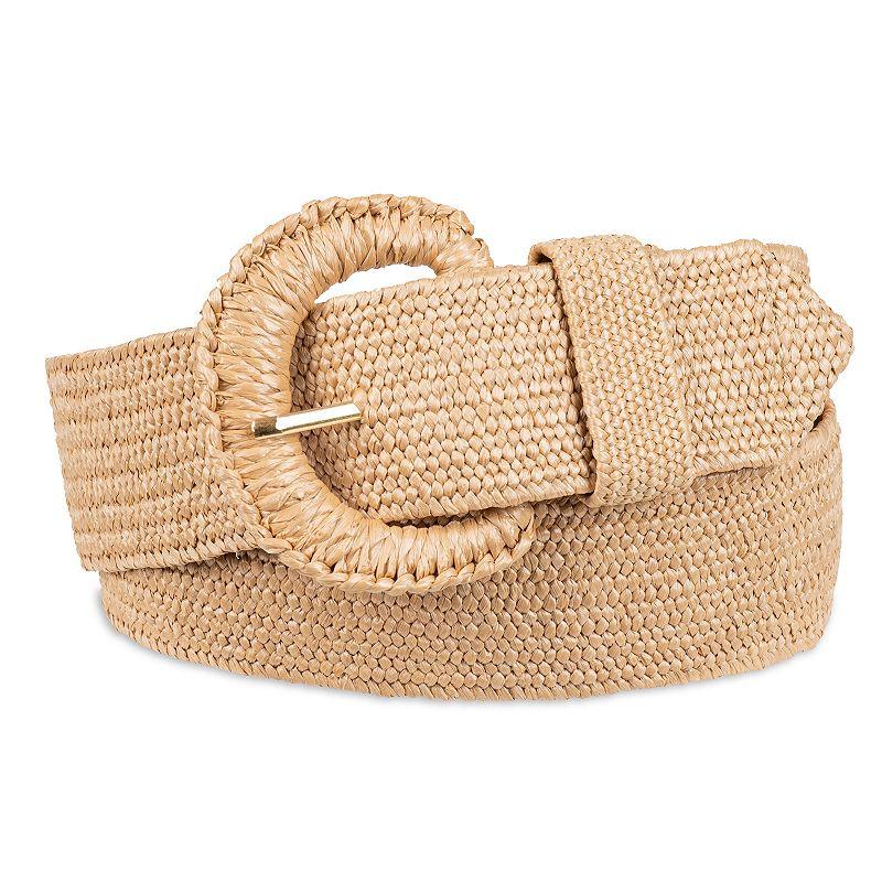 Women's LC Lauren Conrad Straw With Wrapped Buckle Belt, Size: Medium, Natural Product Image