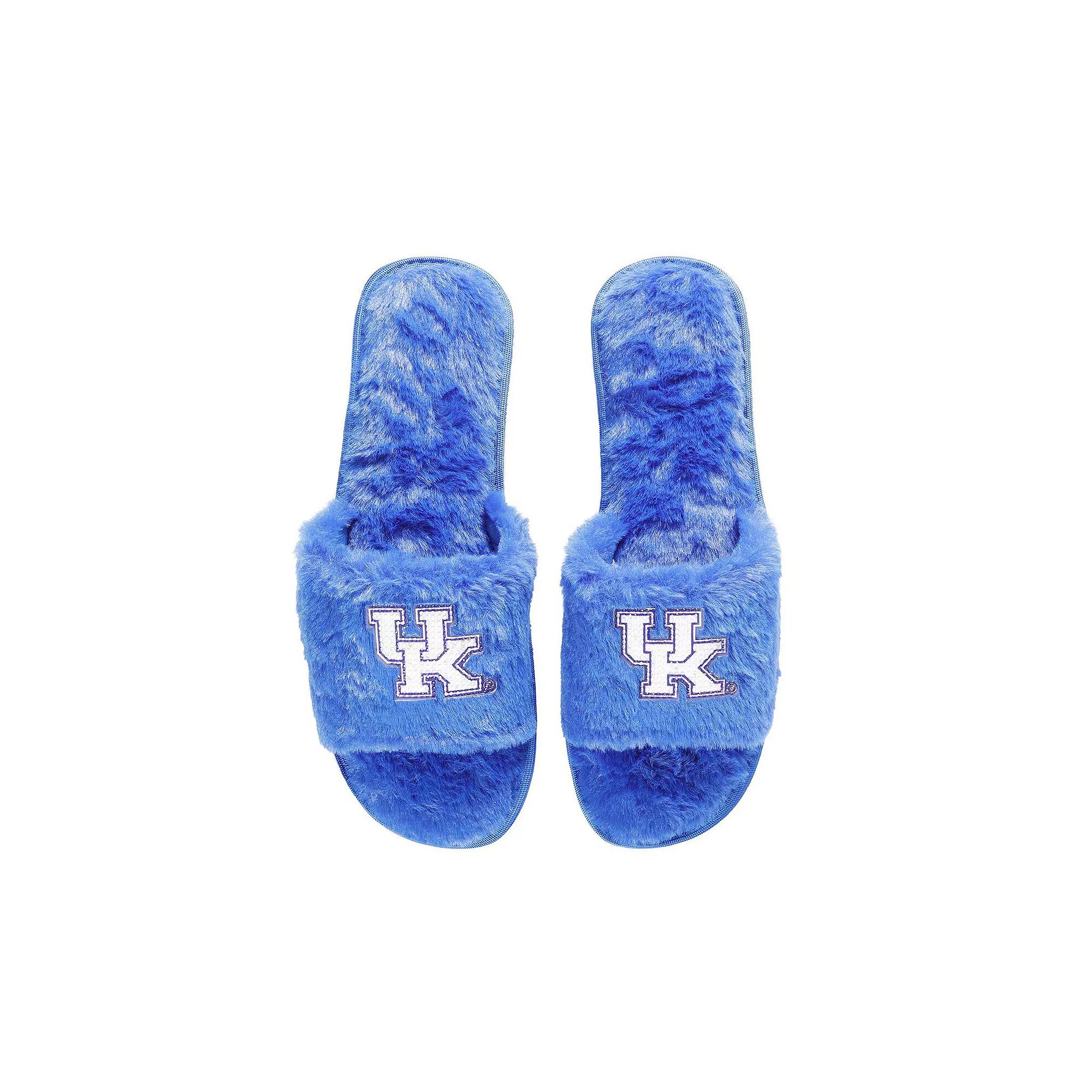 Women's FOCO Royal Kentucky Wildcats Rhinestone Fuzzy Slippers,  Product Image