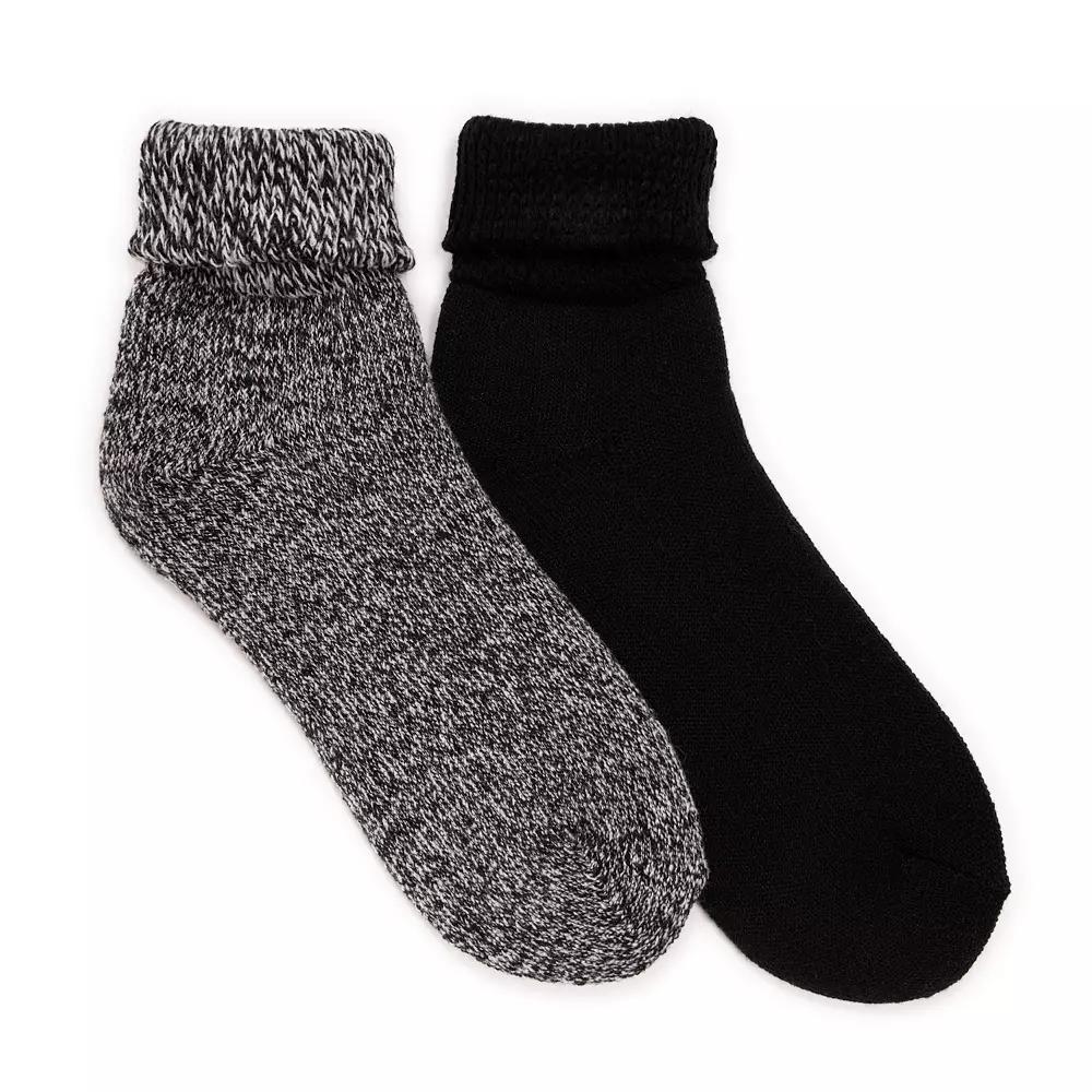 Men's MUK LUKS® 2-Pack Short Heat Retainer Socks, Ebony Marl Product Image