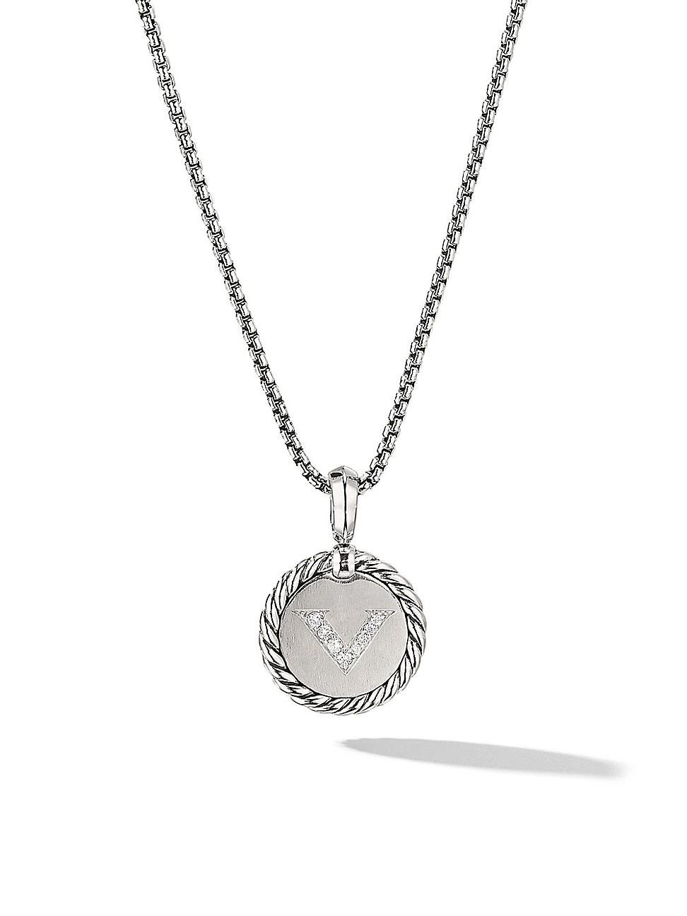 Womens Initial Charm Necklace in Sterling Silver Product Image