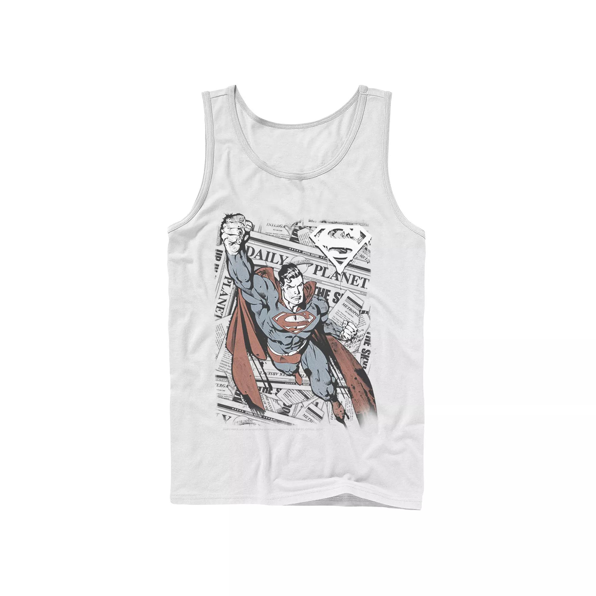 Men's DC Comics Superman Daily Planet Background Poster Tank Top,  Product Image