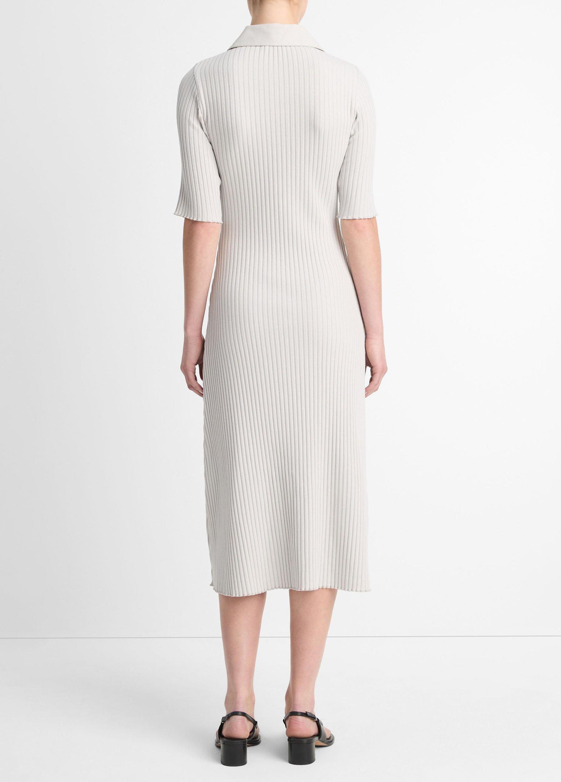 Ribbed Cotton-Blend Polo Dress Product Image