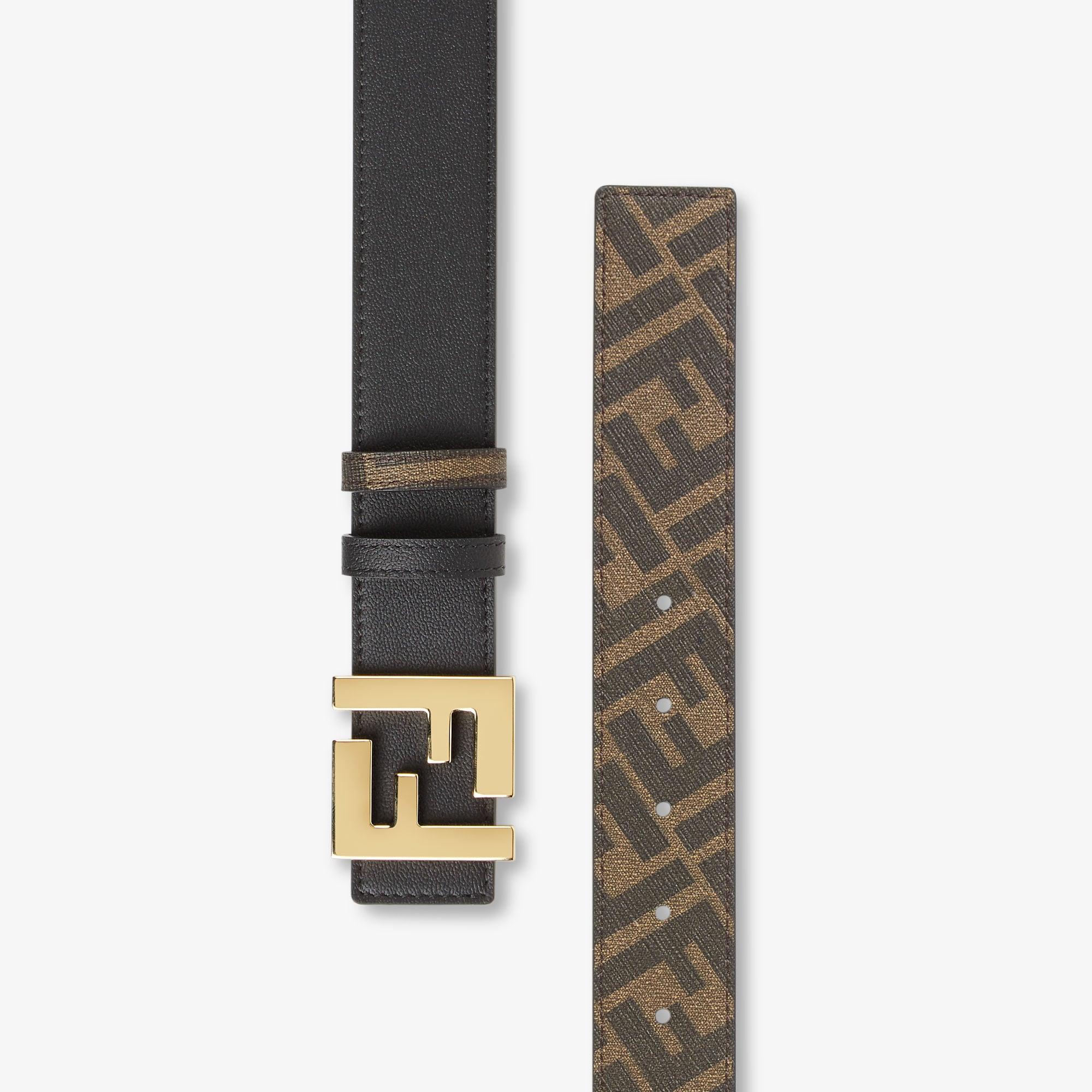 Squared FF beltBlack leather reversible belt Product Image