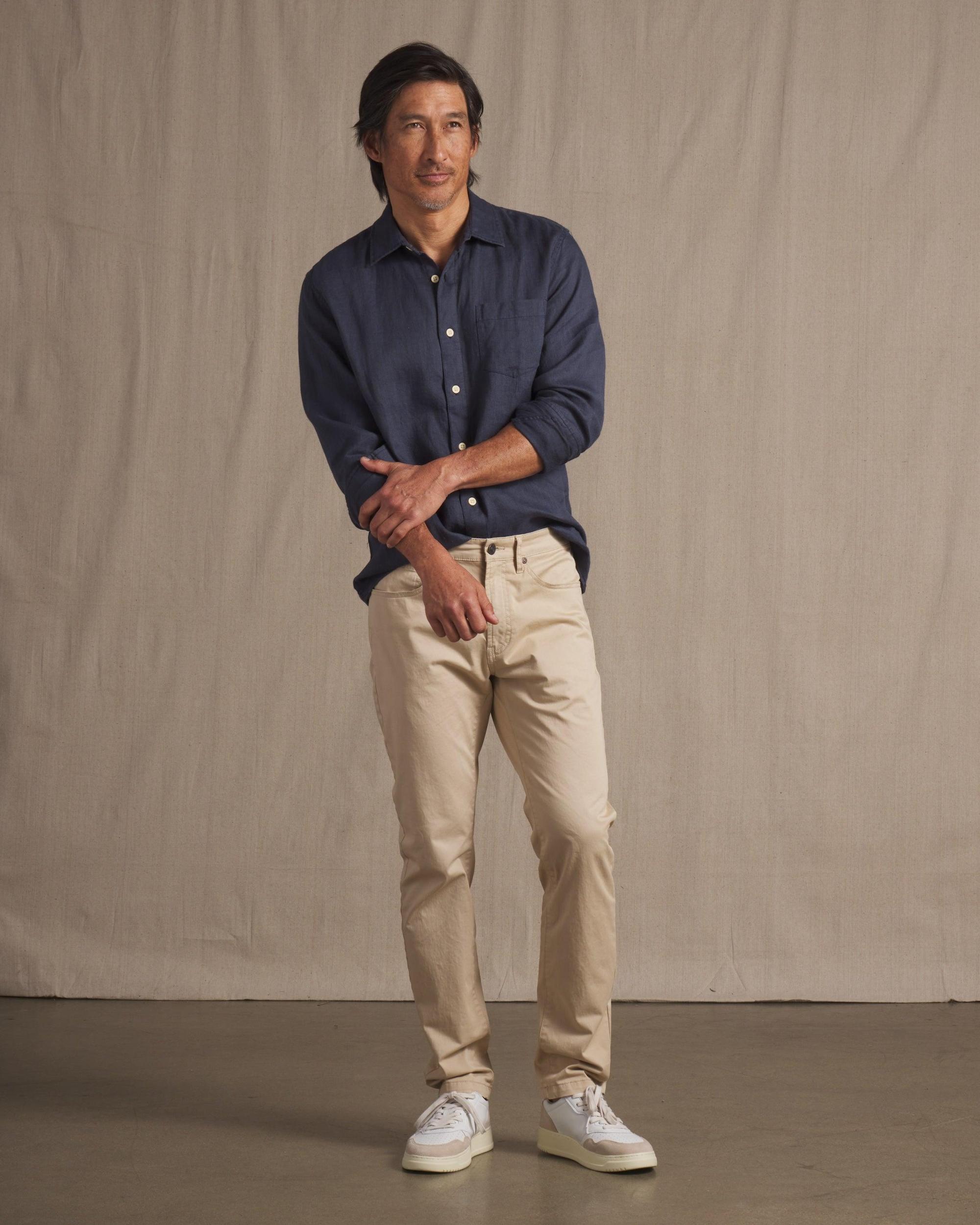 Amalfi Textured Linen Cotton Shirt - Blue Steel Product Image