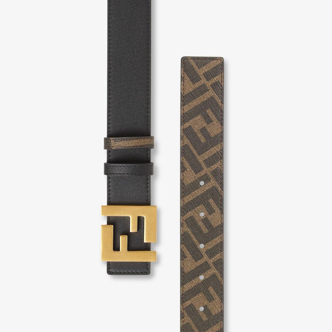 Squared FF beltBlack leather reversible belt Product Image
