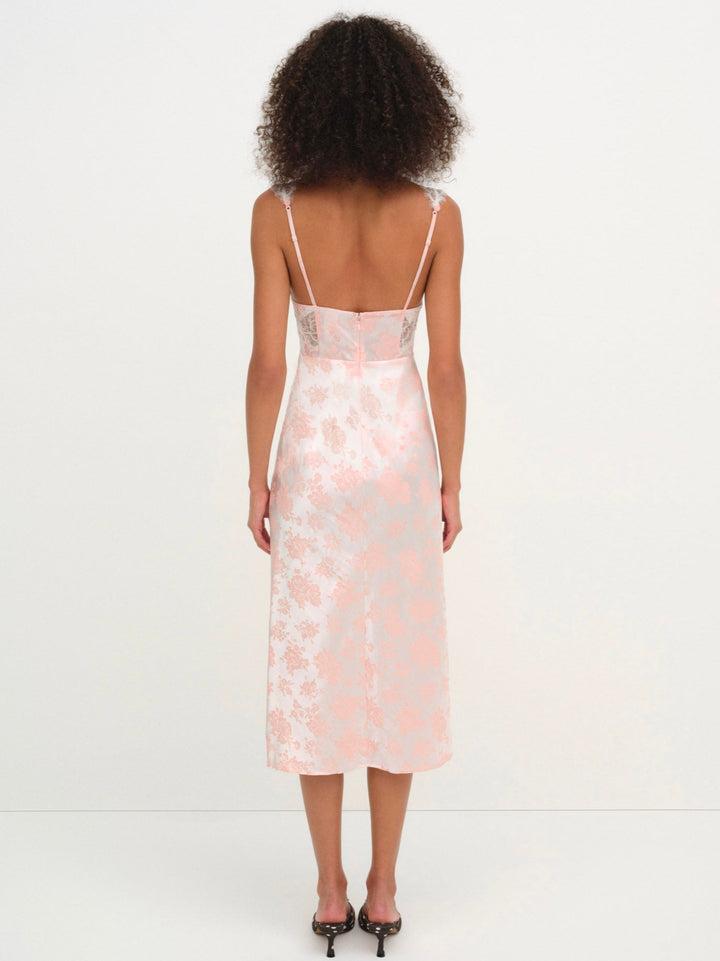 Audrey Jacquard Midi Slip — Peach Product Image