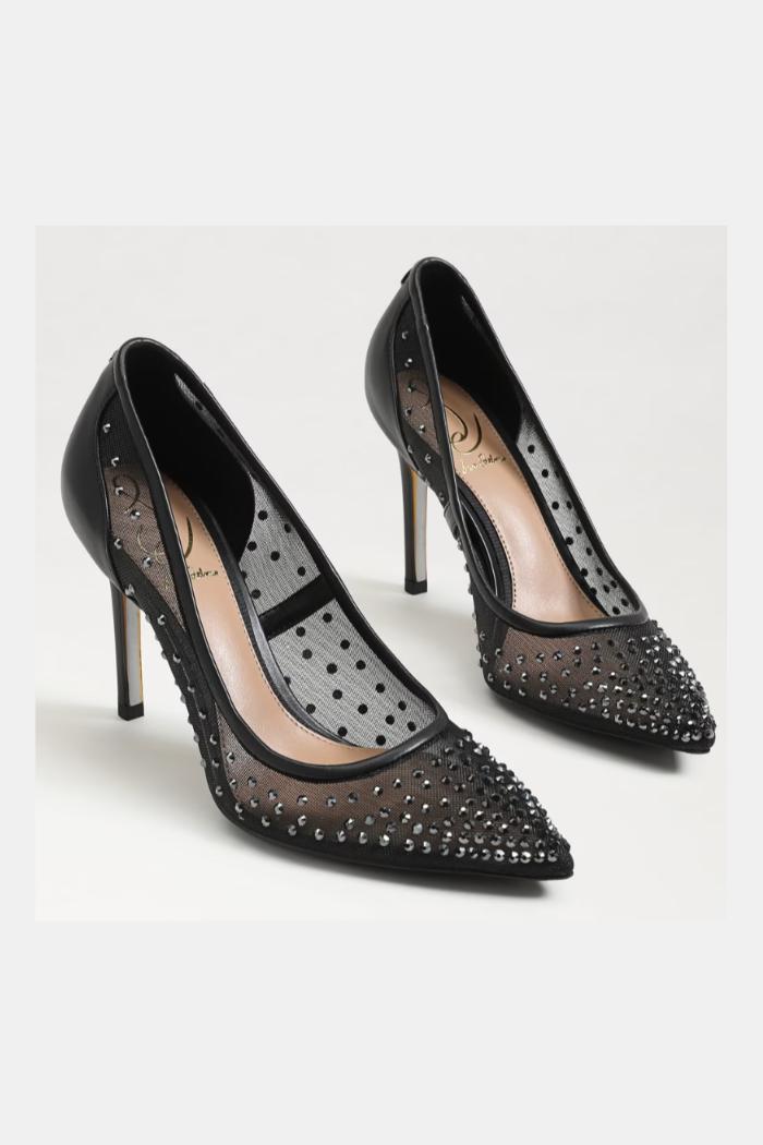 Hazel Mesh Pointed Toe Pump - Black Product Image