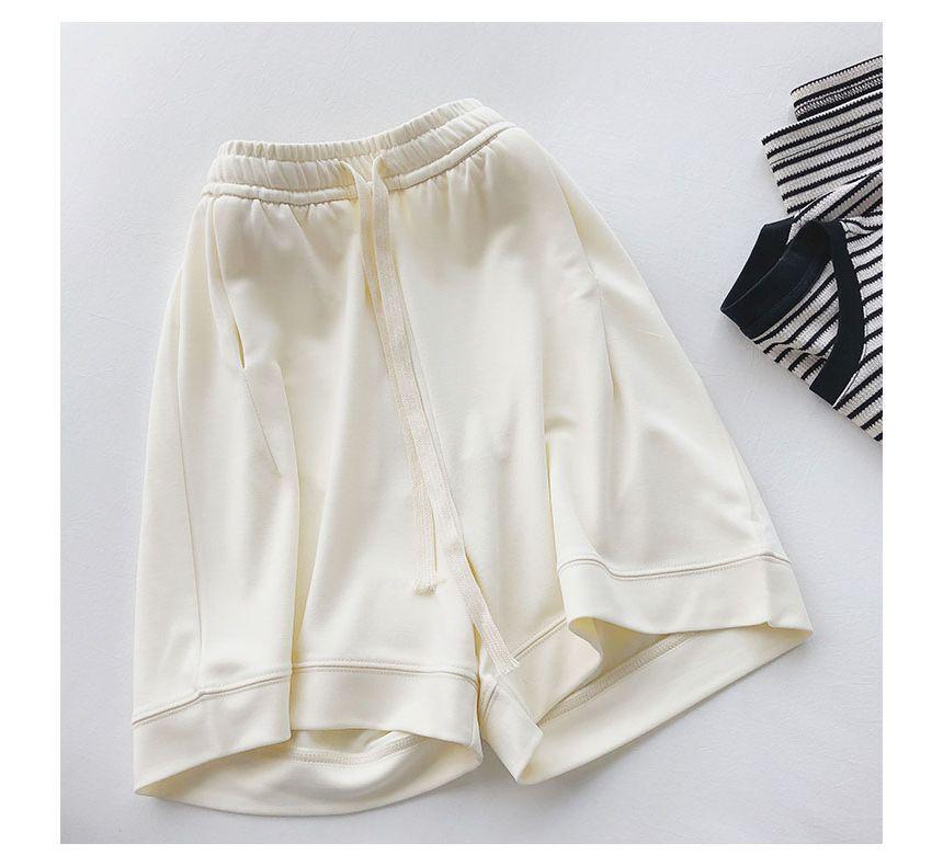 Drawstring Waist Plain Sweat Shorts Product Image