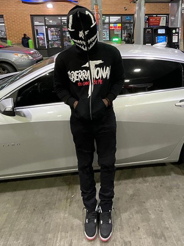 Men's Hip Pop Letter Print Oversized Hoodie Product Image