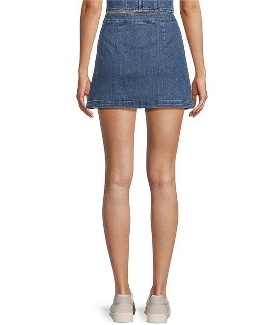 Chelsea & Violet Lena Denim A-Line Front Pocket Mini Skirt Product Image