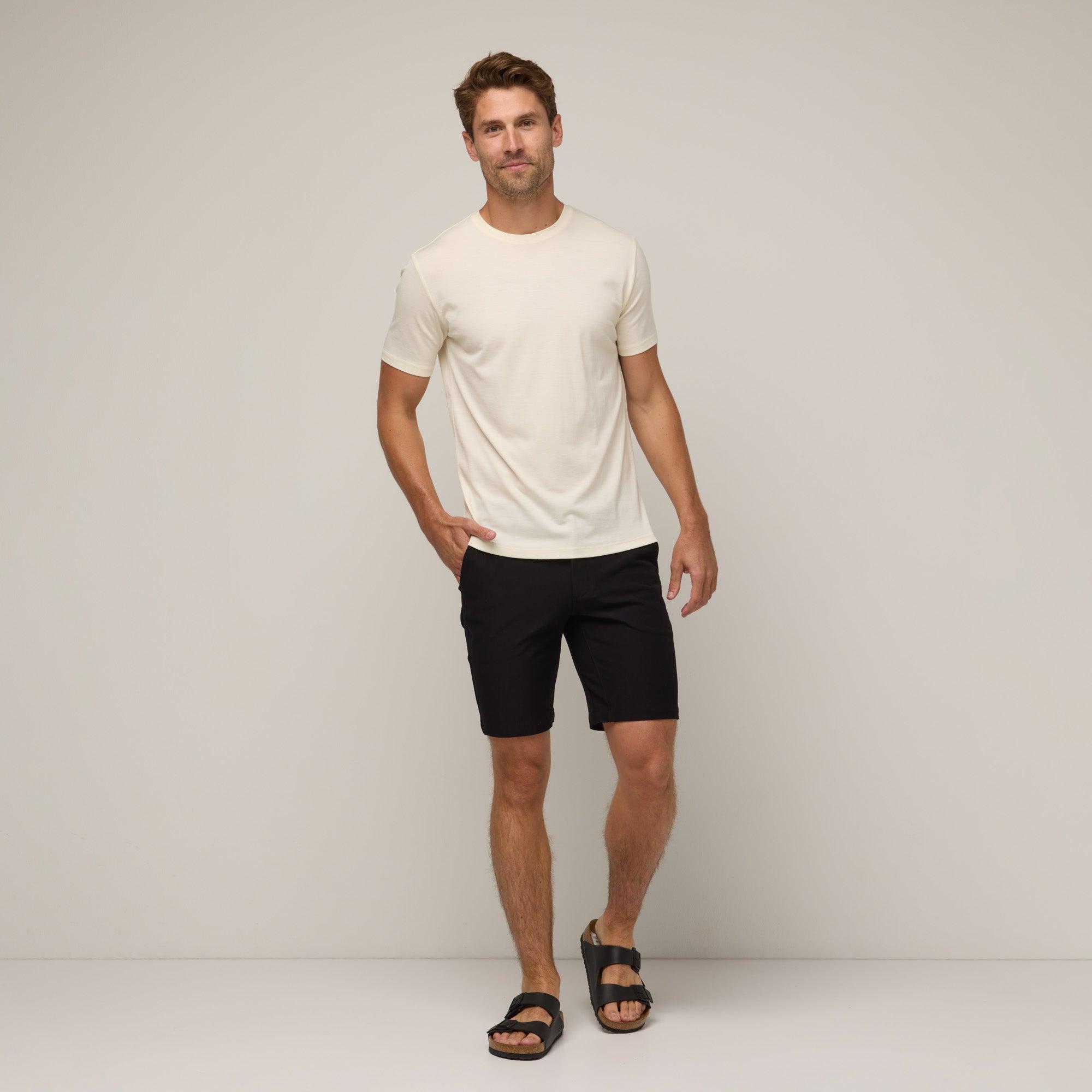 Merino Wool Stretch Canvas Shorts | Black Product Image