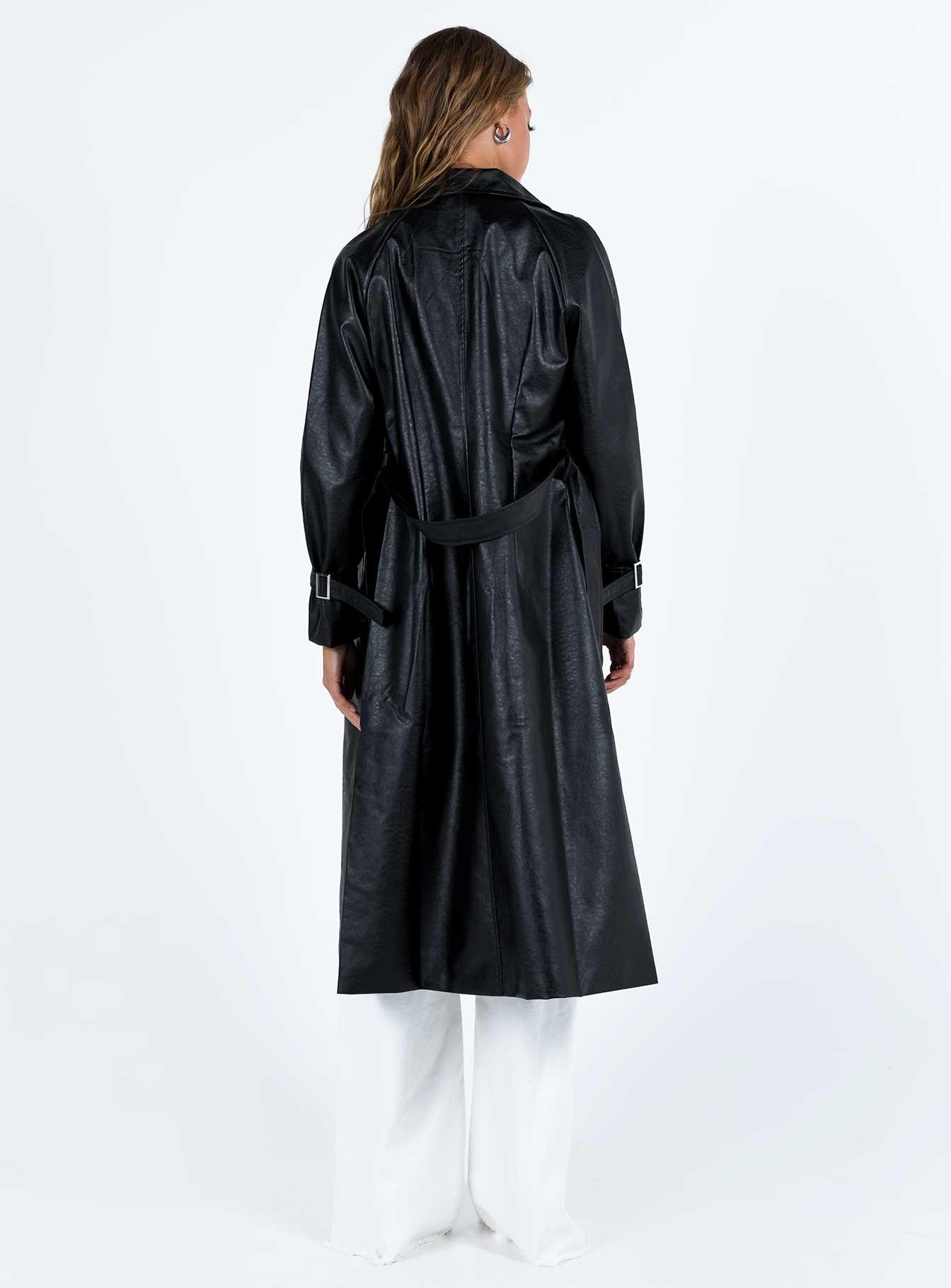 Montanna Faux Leather Coat Black Product Image